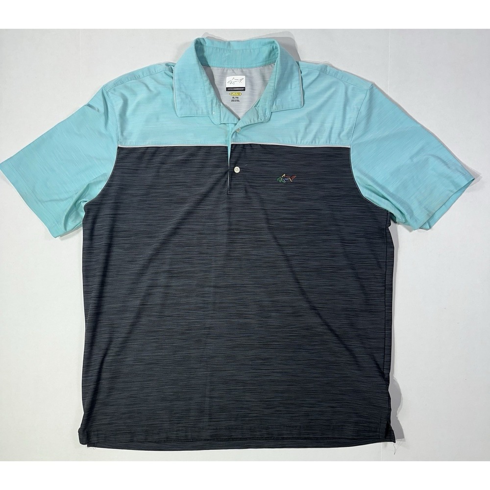 Greg Norman Golf Polo Shirt Men XL PlayDry Teal & Black Colorblock